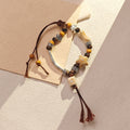 Brown Cord Star and Bead Adjustable Tassel Bracelet view 3