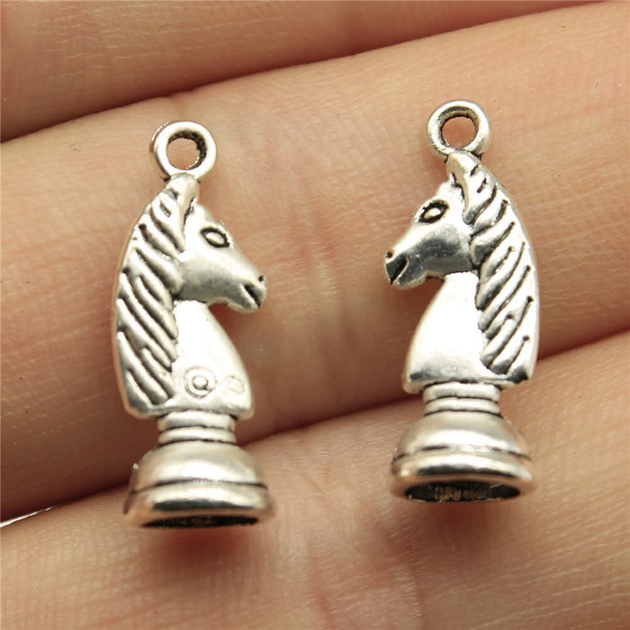 Chess Piece Charms in Knight King Queen and Pawn Designs