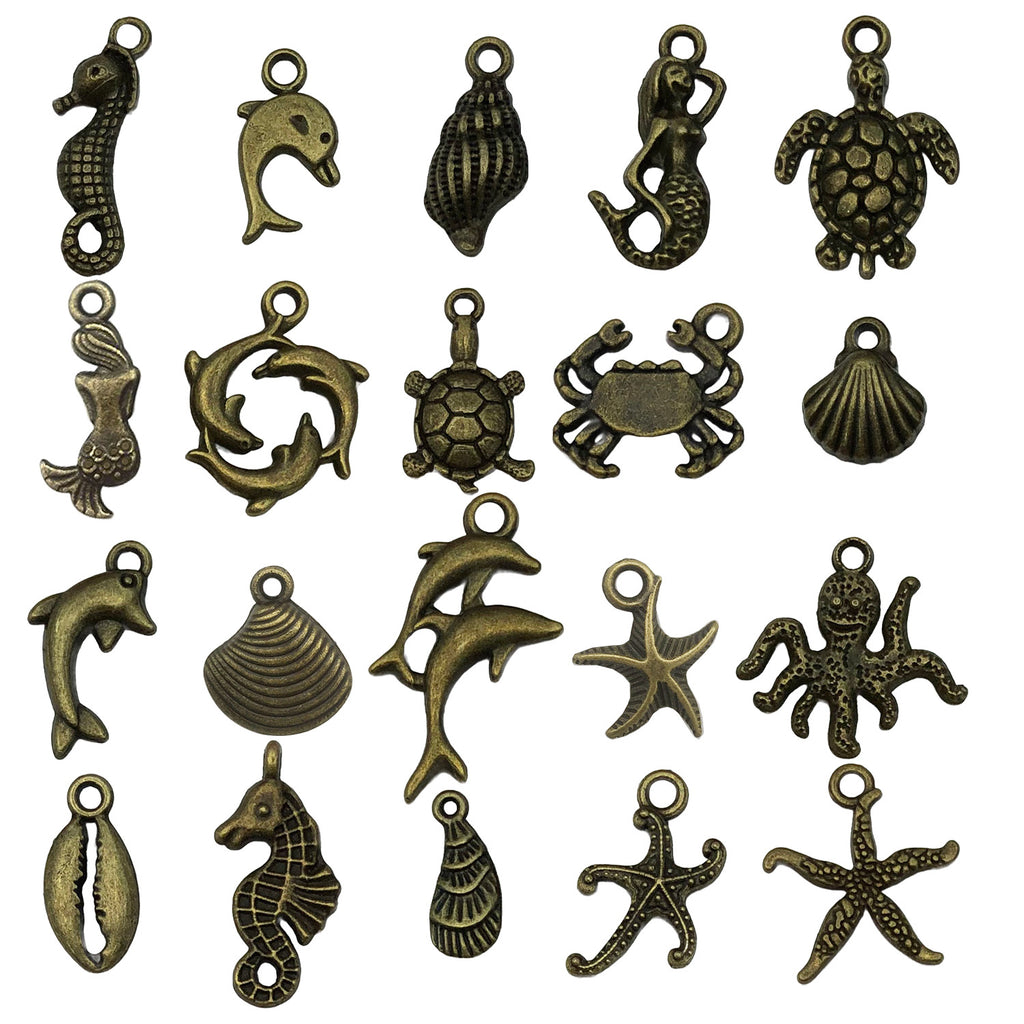Antique Bronze Zinc Alloy Starfish Shell charm pendant for DIY bracelet necklace