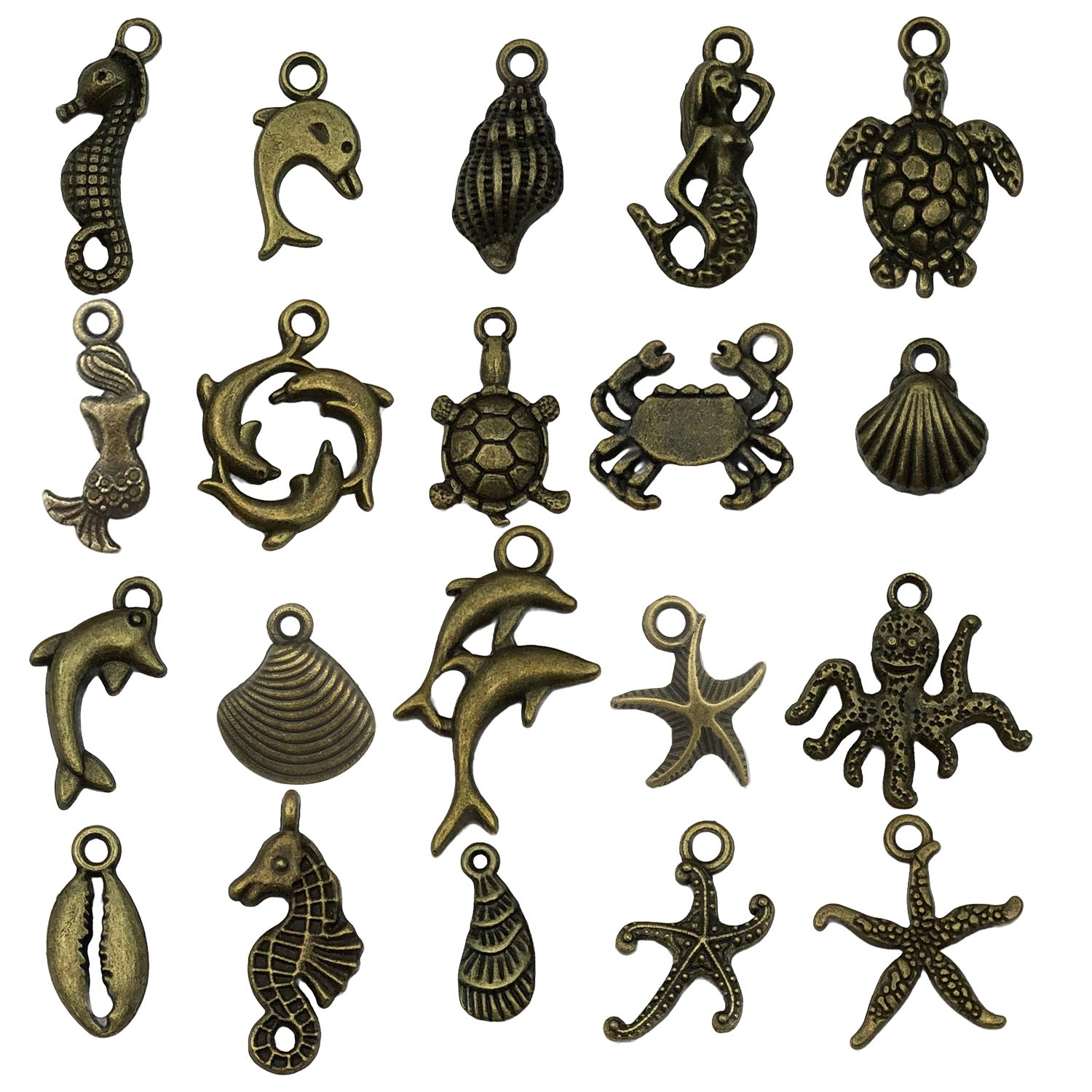 Antique Bronze Zinc Alloy Starfish Shell charm pendant for DIY bracelet necklace