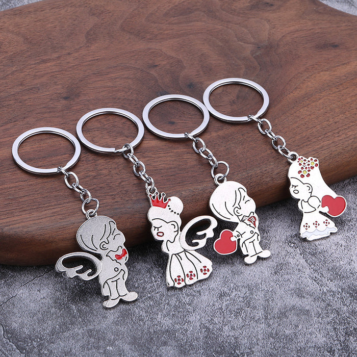 Couple Zinc Alloy Keychain Set Romantic Gift Pendant Accessory