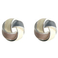 Gold Silver And Rose Tone Interlocking Knot Stud Earrings view 5