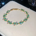 Gold-Tone Marquise Leaf Crystal Bracelet Four Colorways view 9