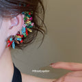 Crystal Leaf Ear Cuff in Clear Silver Tone or Multicolor view 3