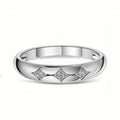 Silver Dome Band Three Diamond Shape Clear CZ Fashion Ring view 2