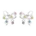 Silver Tone Open Bow And Pastel Color Teardrop Stud Earrings view 5
