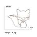 Minimal Open Line Fox Brooch in Silver or Gold Tone view 6