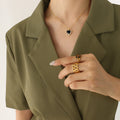Gold Heart Crystal Pendant Necklace And Hoop Earrings view 6