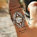 White Metal Leaf Openwork Cushion Clear Stone Ring Alloy view 4