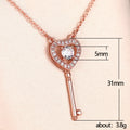 Rose Gold Tone Heart Key Clear Stone Pendant Necklace view 5