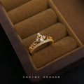 Gold Tone Polished Crown Clear Stone Open Ring For Women view 1