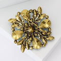 Round Petal Crystal Brooch in Detailed Metal and Crystal Design view 4