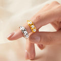 Open Adjustable Ring Three Imitation Pearls Gold Steel view 1