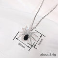 White Gold Spider Pendant Necklace Black Oval Cabochon view 4