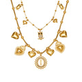 Gold Stainless Steel Charm Necklaces Heart Owl Round Medallion view 5