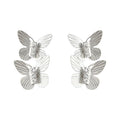 Layered Double Butterfly Earrings Crystal Bodies Two Tones view 5