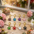 Enamel Paw Print Keychain Gold Lobster Clasp Eight Colors view 3