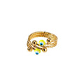 Gold Tone Textured Multiband Evil Eye Adjustable Rings view 5