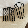 Black Matte U-Shaped Four and Seven Prong Bun Hair Pins view 2