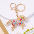 Rhinestone Unicorn Charm Keychain Gold Tone Four Colors view 7