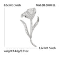 Polished Tulip Flower Brooch Silver Gold Two Tone Styles view 6