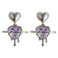 Silver Heart Planet Iridescent Liquid Drip Drop Earrings view 5