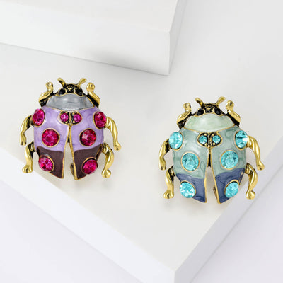 Front view of rounded ladybug with raised crystal spots