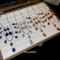 Teardrop Rhinestone Necklace Drop Earrings Court Style Set view 3