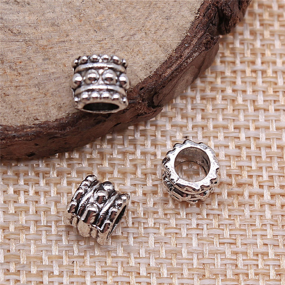 7x7x6mm 0.7g Antique Silver Zinc Alloy Round Large Hole Spacer Beads for Bracelet Jewelry Making