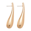 Sculptural Long Teardrop Stud Earrings in Silver and Gold Tones view 5