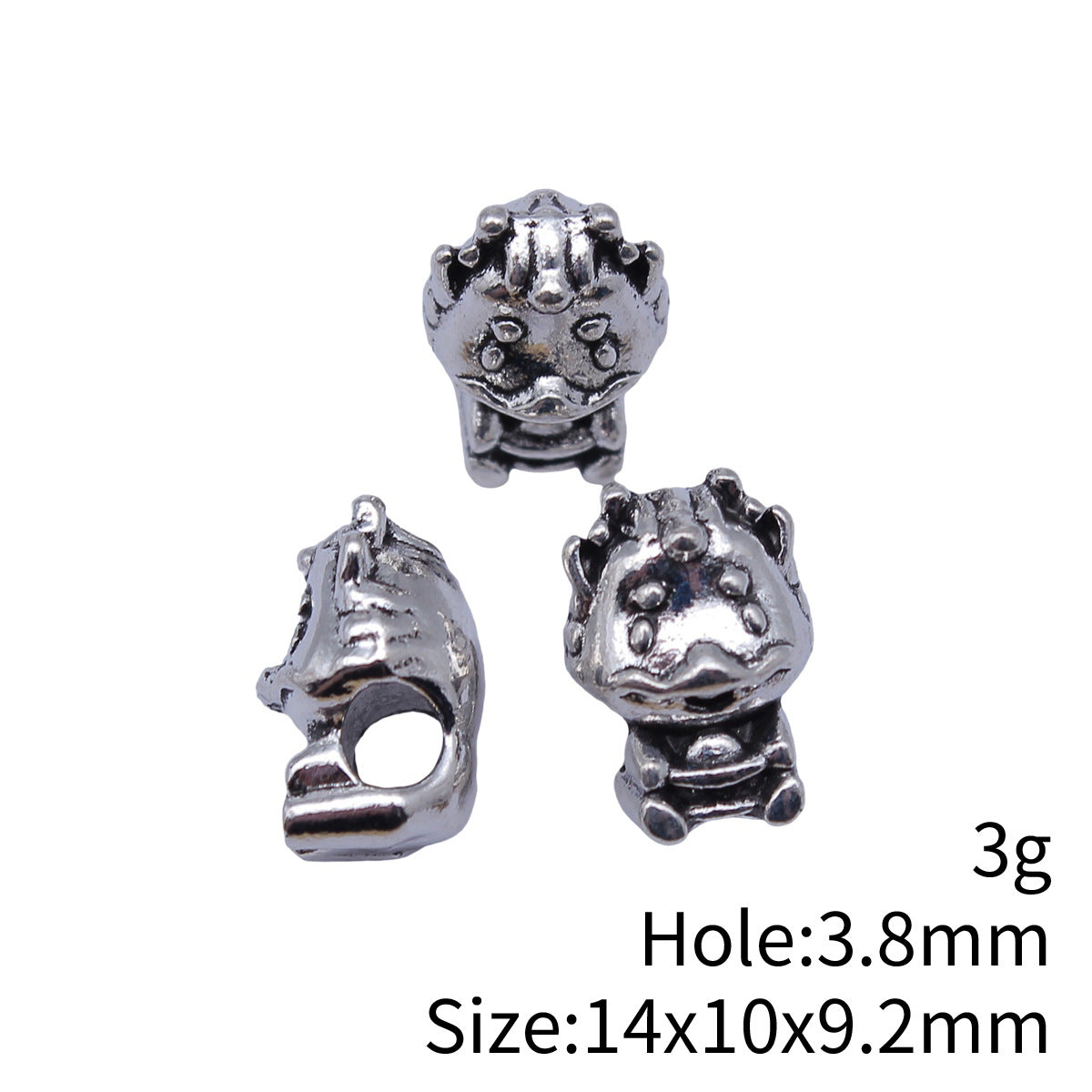 14x10x9.2mm 3g Antique Silver Zinc Alloy Chinese Dragon Large Hole Beads for Bracelet Necklace DIY