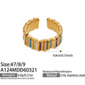 Enamel and Crystal Open Rings in Seven Gold Tone Color Styles view 7