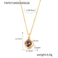 Gold Copper Cushion Zircon Stud Earrings Pendant Necklace Set view 9