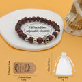 Dark Red Wood Bead Skull Stretch Bracelet Silver Accents view 3