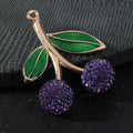 Sparkle Rhinestone Double Cherry Pendant Glitter Enamel Leaf Two Tones view 12