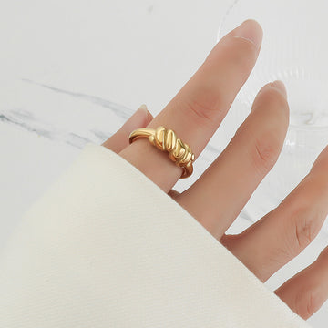 Gold And Steel Twisted Geometric Band Rings Multi Size
