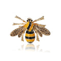 Yellow Enamel Bee Brooch in Detailed Metal and Crystal Design view 4