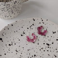 Purple Marbled Resin C-Shape Open Hoop Stud Earrings view 4