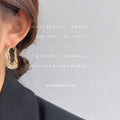 Gold Tone Twisted Lattice Mesh Hoop Earrings Hinged Pair view 2