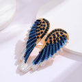 Blue Gold Tone Angel Wing Crystal Enamel Metal Brooch Pin view 4