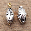 Raised Oval Bead In Antique Silver For Jewelry Making view 2