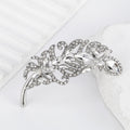 Silver Tone Leaf Crystal Metal Brooch Pin for Jackets and Lapels view 5
