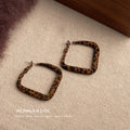 Leopard Flock Hoop Earrings Round Square Two Size Styles view 8