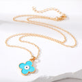 Gold Tone Clover Evil Eye Pendant Necklaces in Three Colors view 2