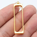 Narrow Rectangle Open Frame Pendants in Silver and Gold view 5