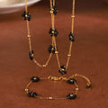 Gold Black Daisy Natural Stone Necklace Bracelet Set Pieces view 3