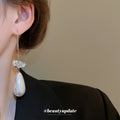White Floral Pearl Teardrop Hook Earrings Fashion Jewelry view 3