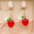 Resin Fruit Charm Dangle Earrings with Lily Flower Bead view 1