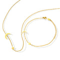 Gold Crescent Moon And Star Chain Necklace Bracelet Set view 5