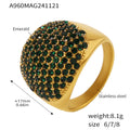 Gold Dome Pave Cocktail Ring Turquoise White Blue Emerald Pink view 9